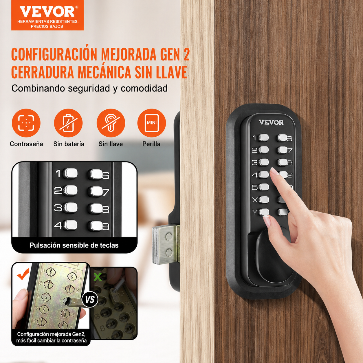 Cerradura mecánica para puerta de entrada Vevor OL601HD2