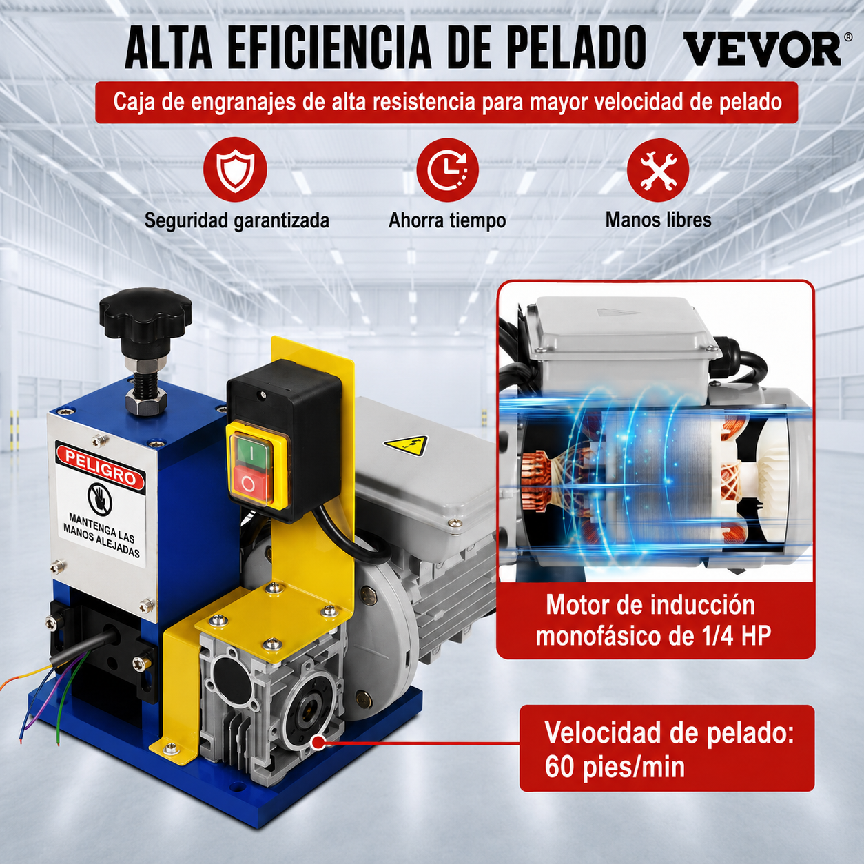 Maquina Pelacables Electrica Vevor SMS-025- 60ft