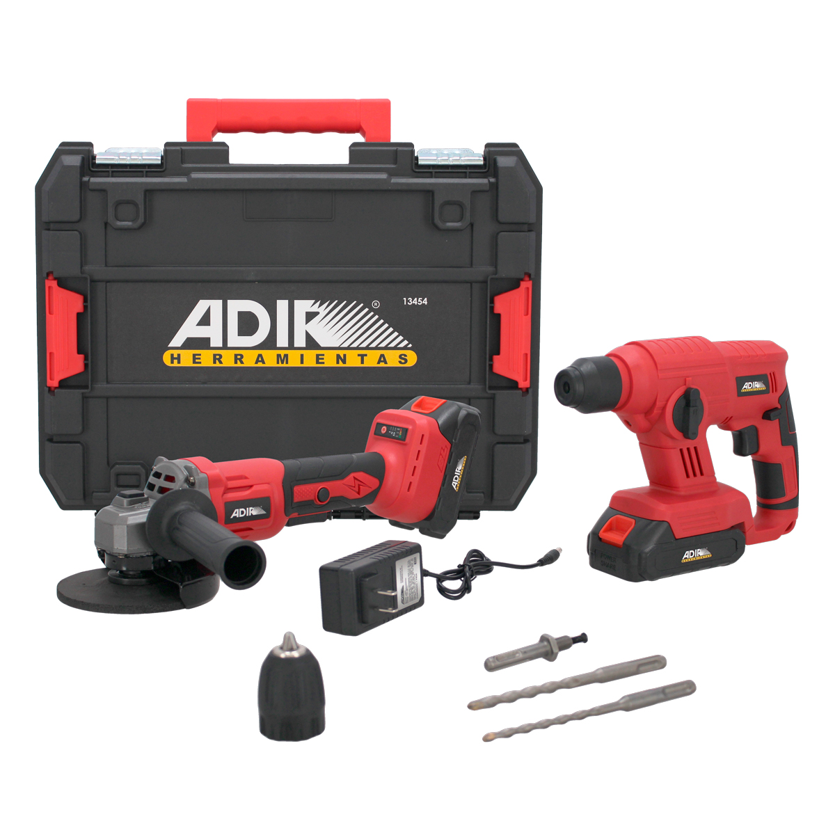 Kit inalámbrico de rotomartillo SDS PLUS y esmeriladora 21 V 13454 Adir