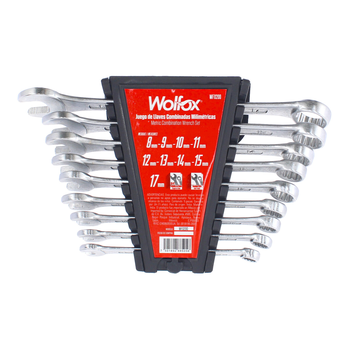 Juego de llaves combinadas milimétricas con 9 piezas WF0200 Wolfox