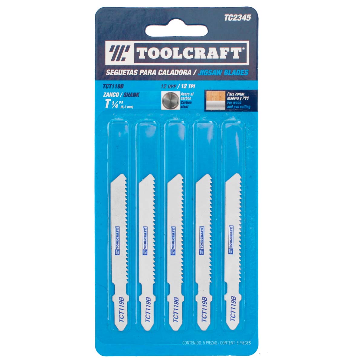 Seguetas para caladora TCT119B 5 piezas TC2345 Toolcraft