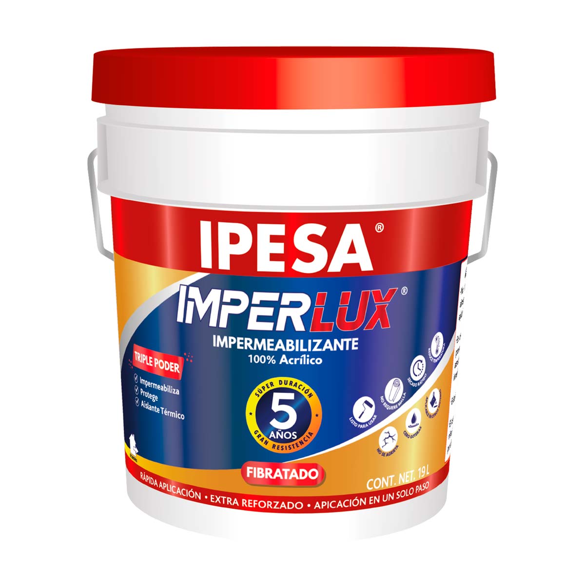 Impermeabilizante fibratado 5 años Imper Lux blanco 19 litros 9052 IPESA