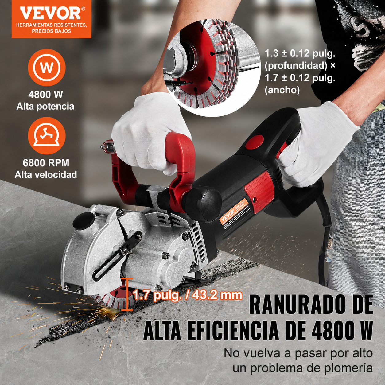 Rozadora de muros de corte Vevor KC125- 2500W