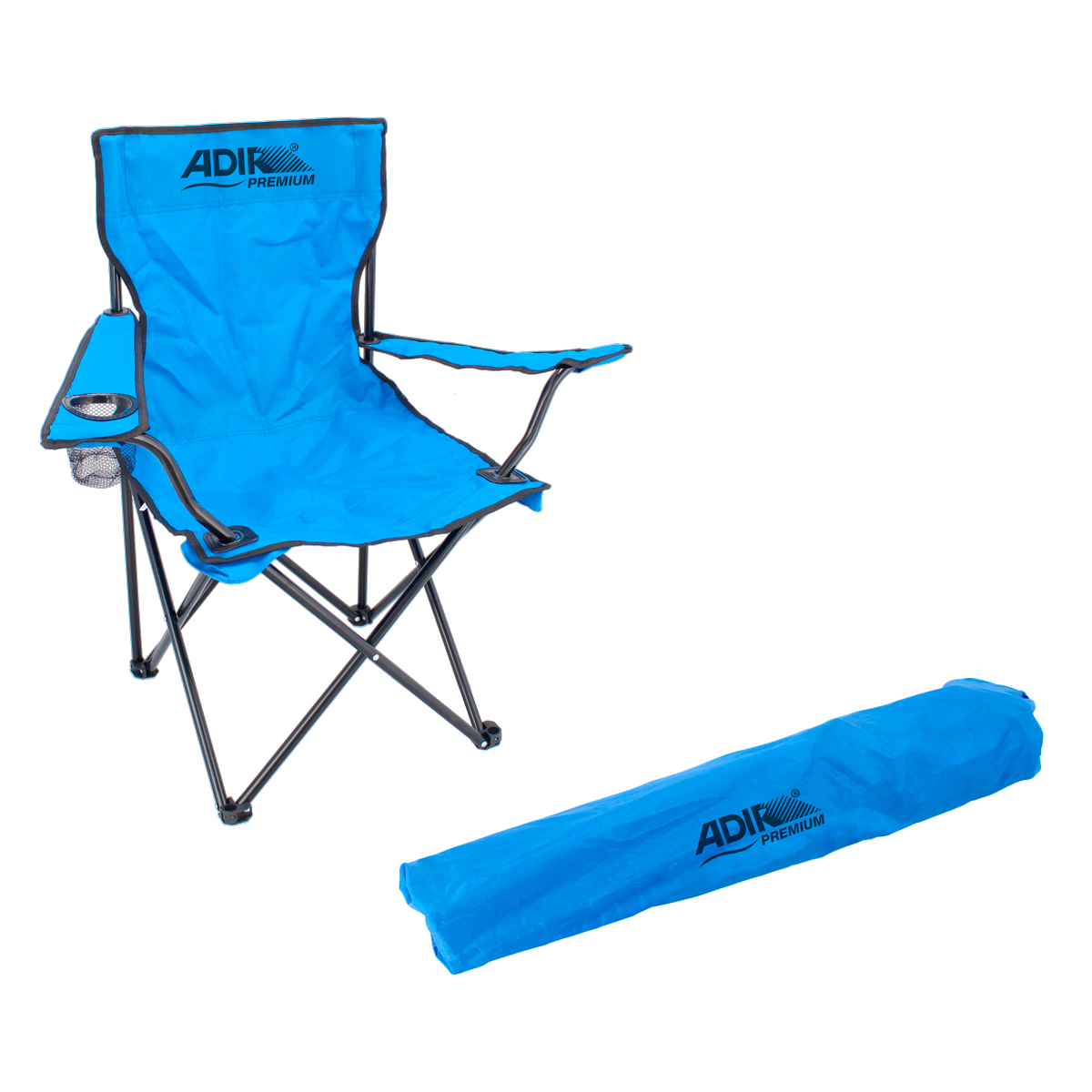 Silla plegable de campismo con portavaso azul 10859 Adir