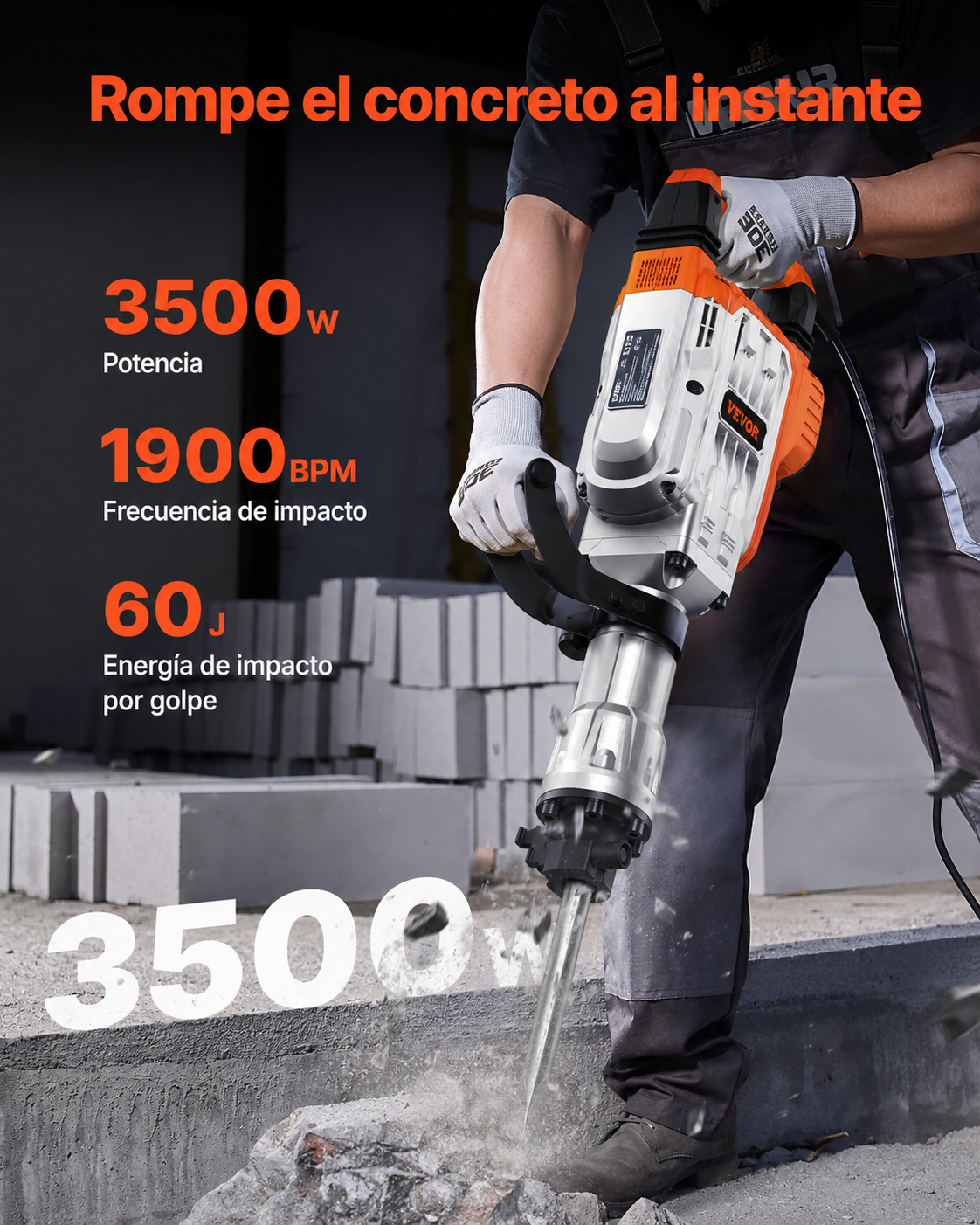 Martillo de demolicion de Hormigon Vevor Z1G-DS-107M- 3500W