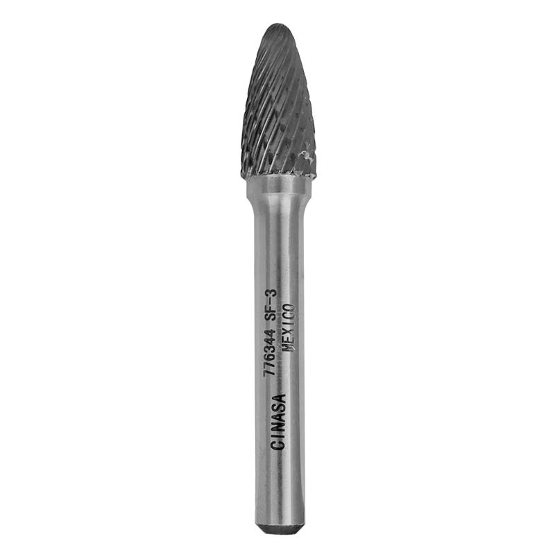 Lima rotativa árbol forma "F" punta redonda 3/8" x 3/4" x 1/4" 776344 Cinasa