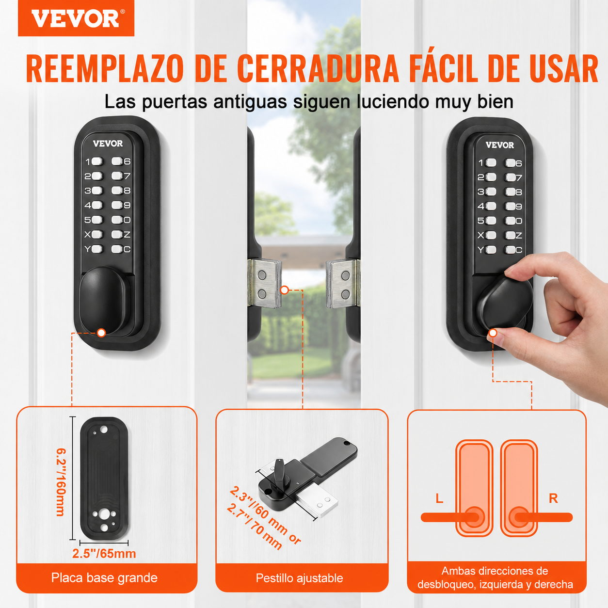 Cerradura mecánica para puerta de entrada Vevor OL601HD2