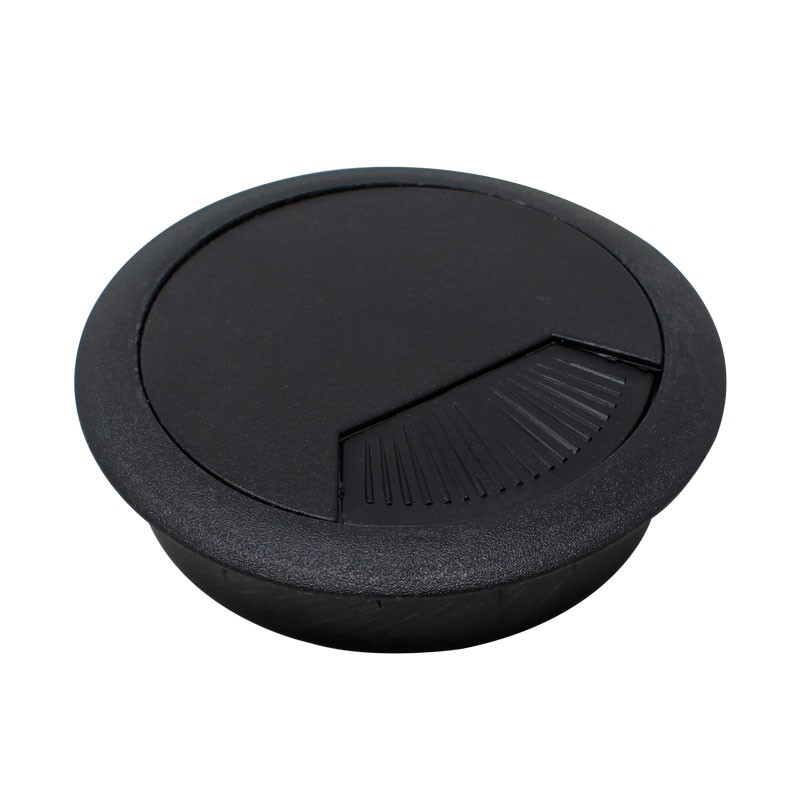 Pasa cables negro para escritorio con tapa 60 mm Organización MZ