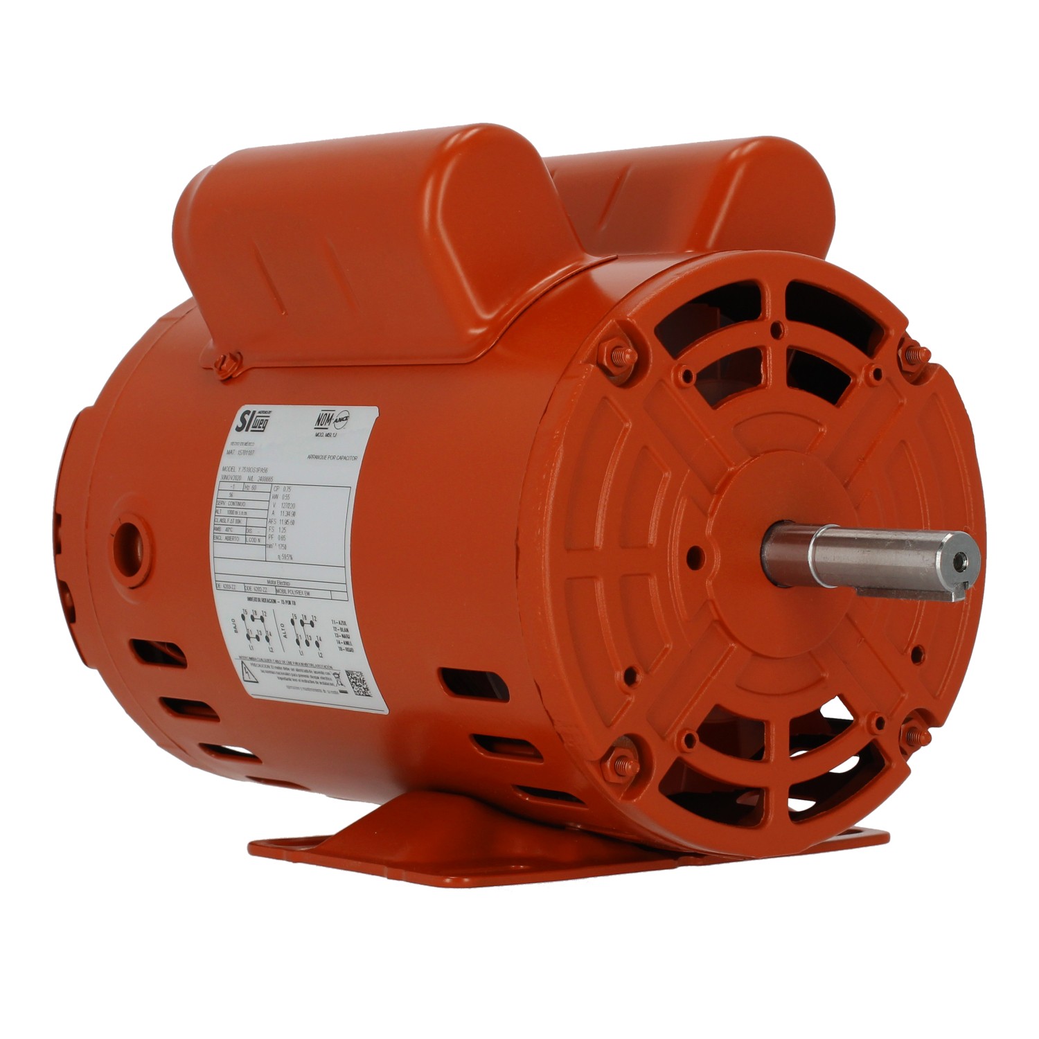 Motor monofasico 3/4 HP 4P en baja SIMotors WEG