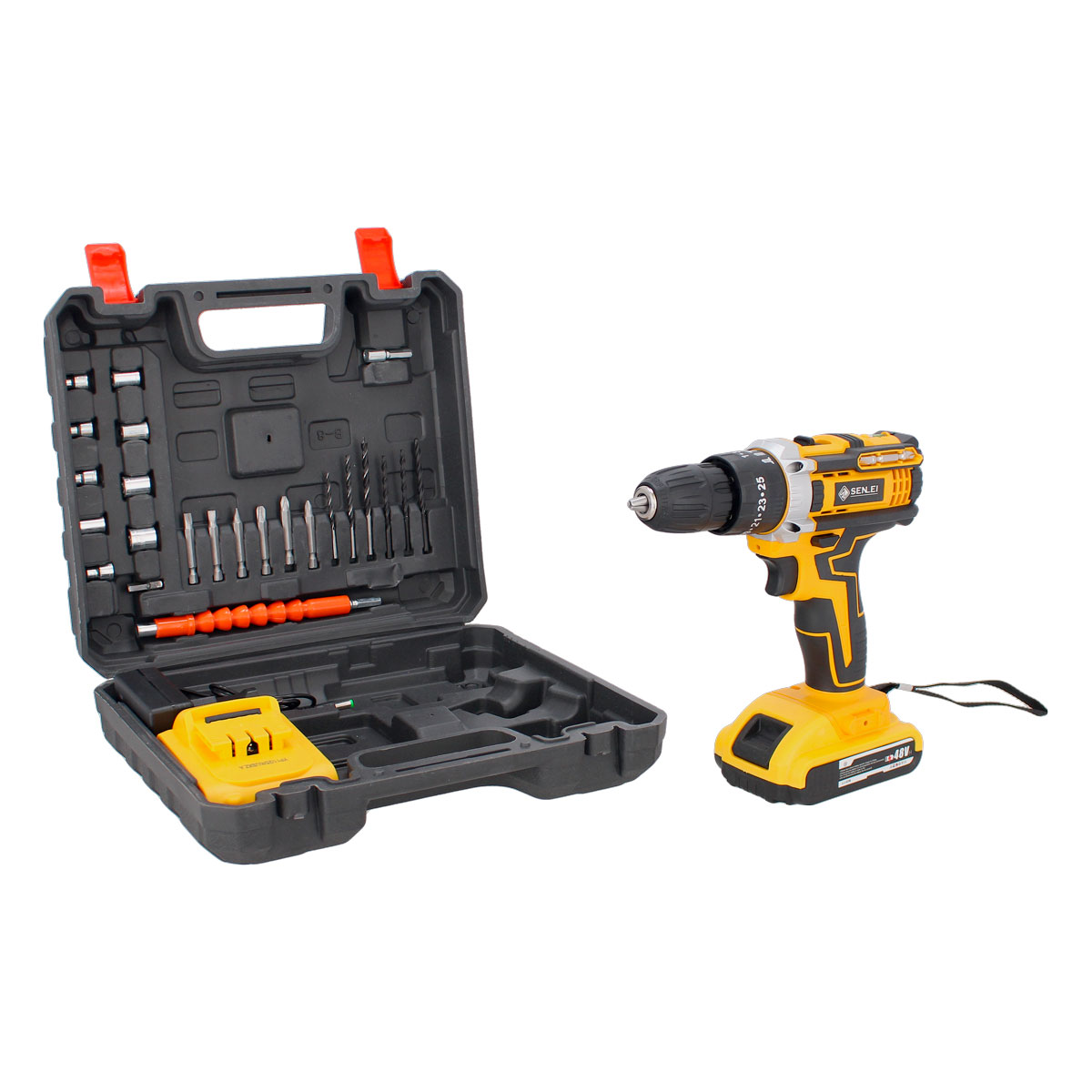 Kit de Taladro rotomartillo inalámbrico 21 V y accesorios Senlei