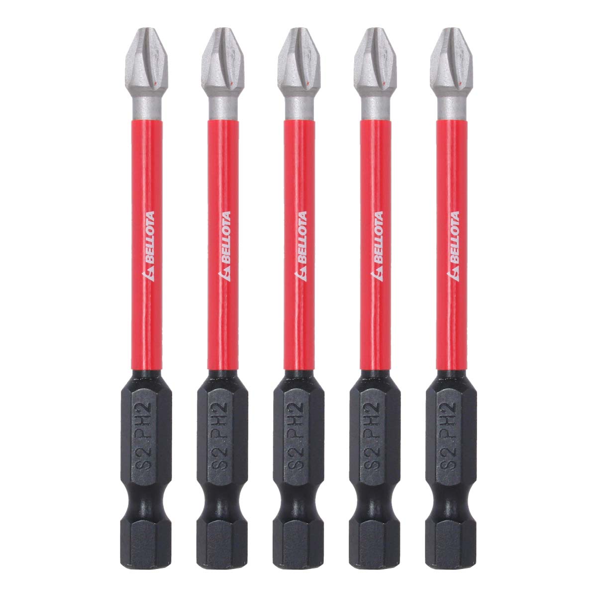 Juego de 5 puntas Phillips de impacto largo 75 mm 7PDIMPPH275 Bellota