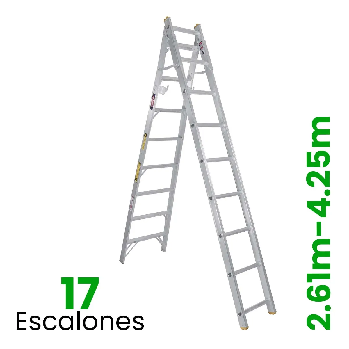 Escalera Convertible de Aluminio Akron 17 Escalones 77-20