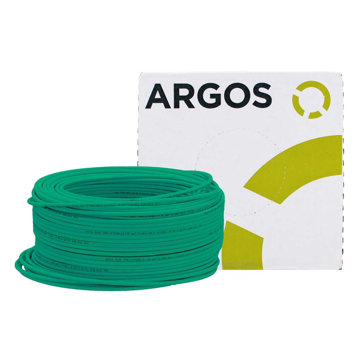 Cable de cobre tipo THW-LS/THHW-LS calibre 10 verde con 100 metros 1100103 ARGOS