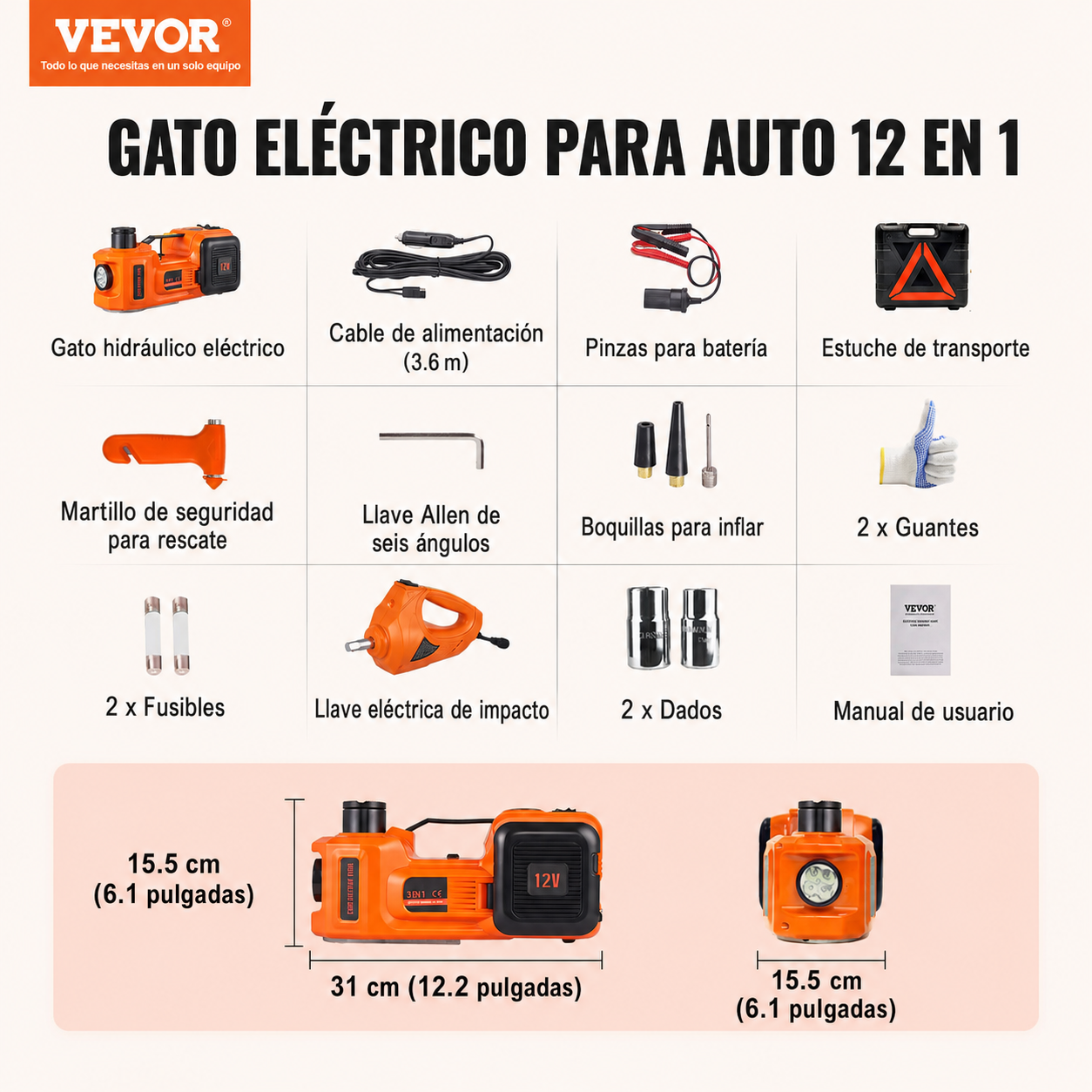 Gato electrico con Llave de Impacto Electrica Vevor ZSY01-2- 5t