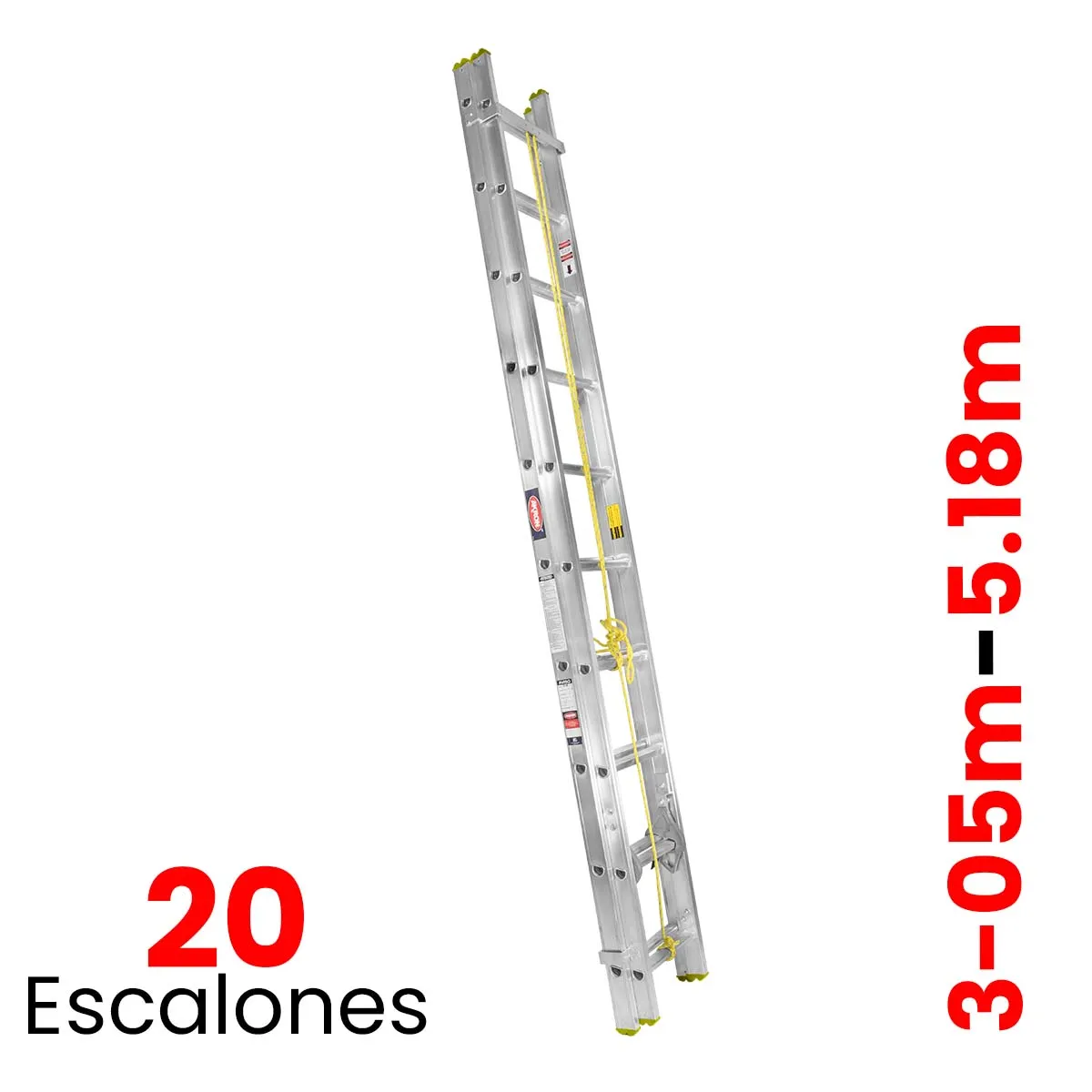 Escalera de Extensión de Aluminio Akron Tubular 20 Escalones 77-28